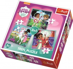 Trefl puzzle Nella, princezna rytířů – sada 3v1 (20, 36, 50 dílků)