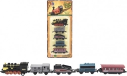 Vláček s vagóny 5 ks, kov/plast, 8 cm, na zpětné natažení