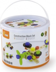 Dřevěná stavebnice konstruktér v kyblíku, 48 dílků (3+)