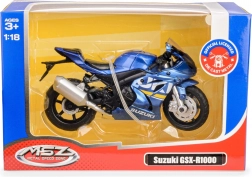 motocyklový model 1:18 suzuki gsx‑r1000 modrý