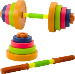 Dětská barevná činka s plastovými kotouči a pěnovým protiskluzovým úchopem