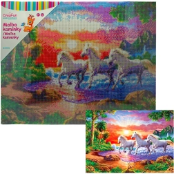 Diamantové malování – koně při západu slunce 40 × 50 cm