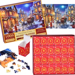 Adventní kalendář puzzle – Santa na saních ve vintage stylu