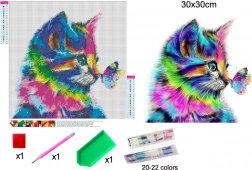 diamond painting koťátko 30 × 30 cm