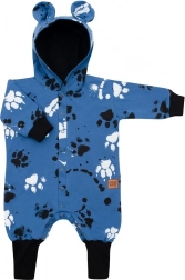 kojenecký bavlněný overal s kapucí a oušky new baby paw modrý