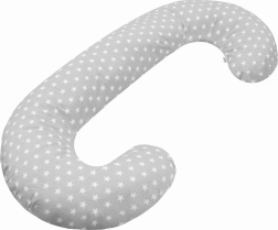 Univerzální kojicí polštář ve tvaru c new baby hvězdičky šedý