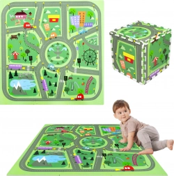 Pěnová podložka Humbi městské ulice 90 × 90 cm, 9 dílů