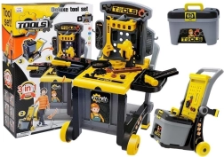 Dětský pracovní stůl 3v1 s vozíkem a kufříkem na nářadí