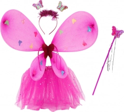 Kouzelný kostým víly s motýlími křídly – tmavě růžový set pro děti