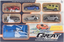 Sada vystřelovacích autíček se značkami a dráhou