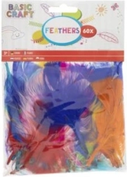 Barevná dekorativní peříčka 8 cm, mix barev, 60 ks