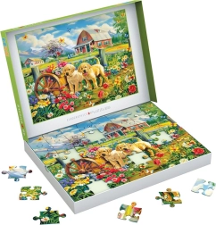 Puzzle EUROGRAPHICS Connecting Pieces štěňata na jaře 48 dílků