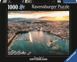Puzzle RAVENSBURGER Západ slunce v srdci Ženevy 1000 dílků