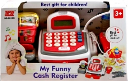 Dětská pokladna s pásem a příslušenstvím, bílá