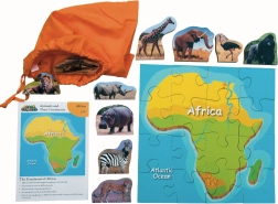 Dřevěné puzzle Afrika a její zvířata