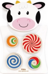 viga dřevěná manipulační tabule kravička montessori fsc