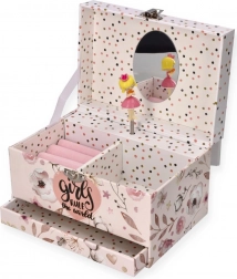 Šperkovnice s hracím strojkem Ballerina – růžová květinová
