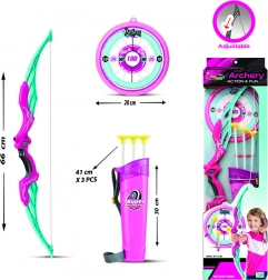 Růžová lukostřelecká sada pro děti s příslušenstvím