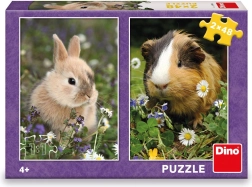 Dětské puzzle králíček a morče 2×48 dílků
