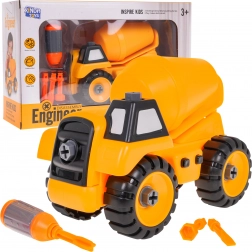 Stavební míchačka k montování pro děti 3+ se šroubovákem a 3 bity – Betoniarka