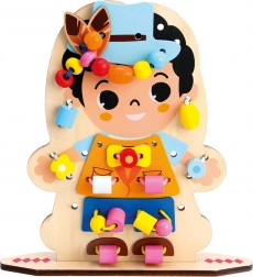 bino zábavné oblékání – dřevěná navlékací hra pro děti