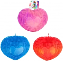 Mačkací srdíčko puffer – antistresová duhová hračka z měkkého silikonu 18 cm
