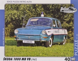 Puzzle Retro Auta Škoda 1000 MB VB 40 dílků