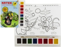 Omalovánka Krtek s vodovými barvami a štětcem