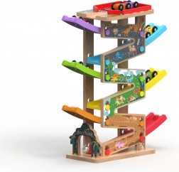 Velká dřevěná závodní dráha s 6 rampami pro děti