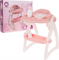 jídelní židlička pro panenky s doplňky, 7 dílů, 3+