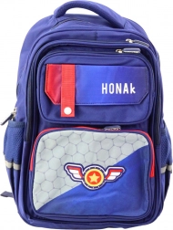 Školní batoh s nášivkou a hrudním pásem modrý 20L