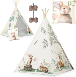 Dětské teepee NUKIDO – béžové lesní motivy