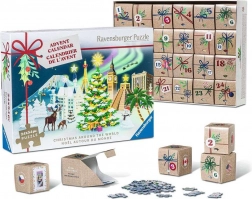 Adventní kalendář puzzle RAVENSBURGER – Vánoce po celém světě, 24×54 dílků