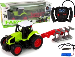 RC traktor 1:16 s gumovými koly a odnímatelným pluhem