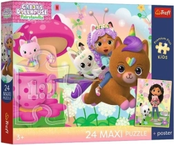 Maxi puzzle 24 dílků Trefl Kočičí domek Gábi: Gábi na záchranu + plakát