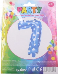 Nafukovací balónek číslo 7 – modrý s hvězdičkami (74 × 50 cm)