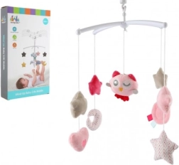 Kolotoč nad postýlku se sovičkou – natahovací hudební mobil, růžový