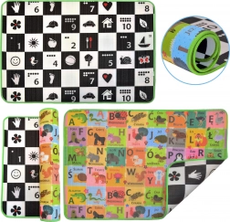 Humbi pěnová oboustranná vzdělávací podložka šachovnice 3v1 polská abeceda a čísla 150 × 100 × 1 cm