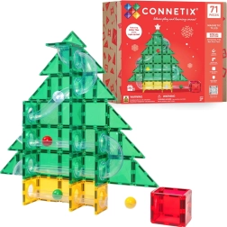Connetix vánoční edice Christmas Tree Ball Run – magnetické stavebnice, 71 dílků