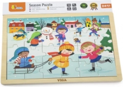 Dřevěné puzzle zima 24 dílků