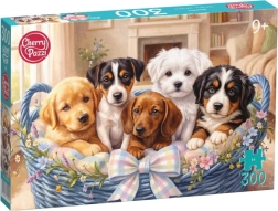 Cherry Pazzi puzzle štěňátka v košíku 300 dílků