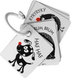 Kontrastní kartičky s barevným prvkem pro miminka