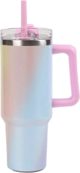 Velký termohrnek se slámkou – duhový