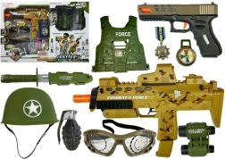 Vojenská sada s pistolemi na pěnové náboje MP7 pro děti