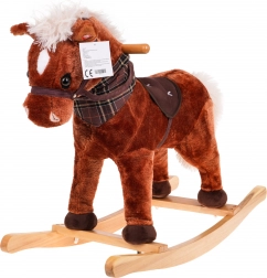Houpací jednorožec pro děti 24m+ s dřevěnými madly a zvuky – Hnědá