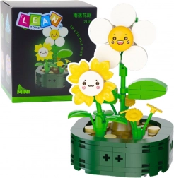 Mini konstrukční kostky Květiny s obličeji Bílé Žluté 142 ks