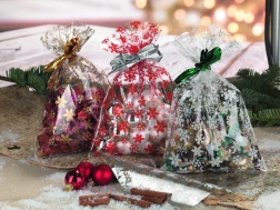 Celofánový sáček s motivem hvězd 25x40 cm transparentní