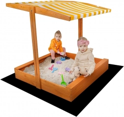 Dětské dřevěné pískoviště se stříškou BABY MIX 120 × 120 cm žluto‑bílé