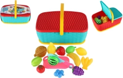 Piknikový košík s krájecím ovocem a zeleninou, 15 ks