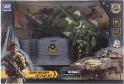 Vojenská sada s dronem, vojákem a tankem